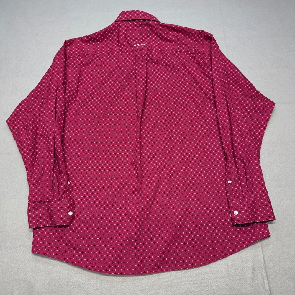 Ariat Wrinkle Free Luis XL Burgundy Geometric Print Long Sleeve Shirt Men